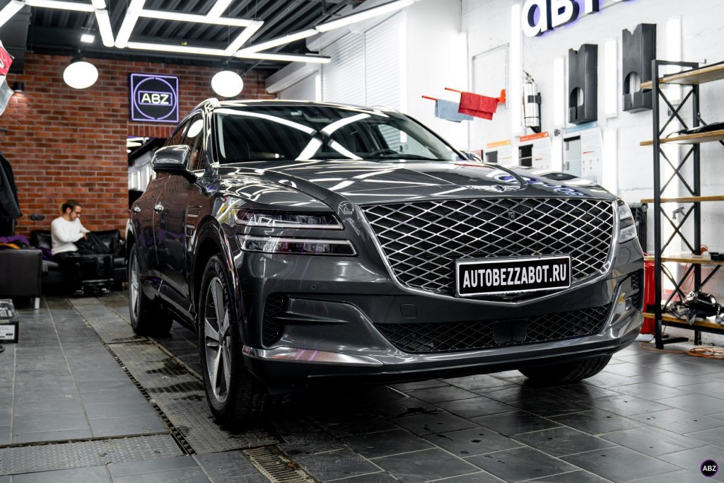 Оклейка Hyundai плёнкой: защита кузова и уход 1 оклейка Hyundai плёнкой — Huyndai Genesis GV80 Металлик