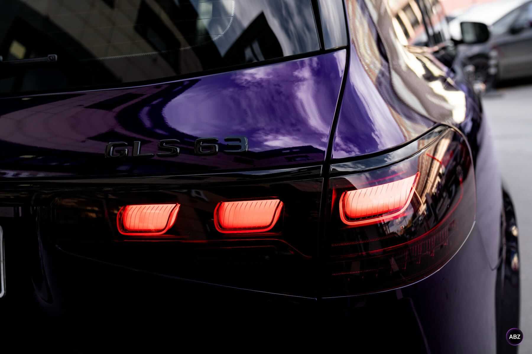 Оклейка авто цветной полиуретановой пленкой: Mercedes-Benz GLS в Super Purple 6 Фото Оклейка авто цветной полиуретановой пленкой: Mercedes-Benz GLS в Super Purple