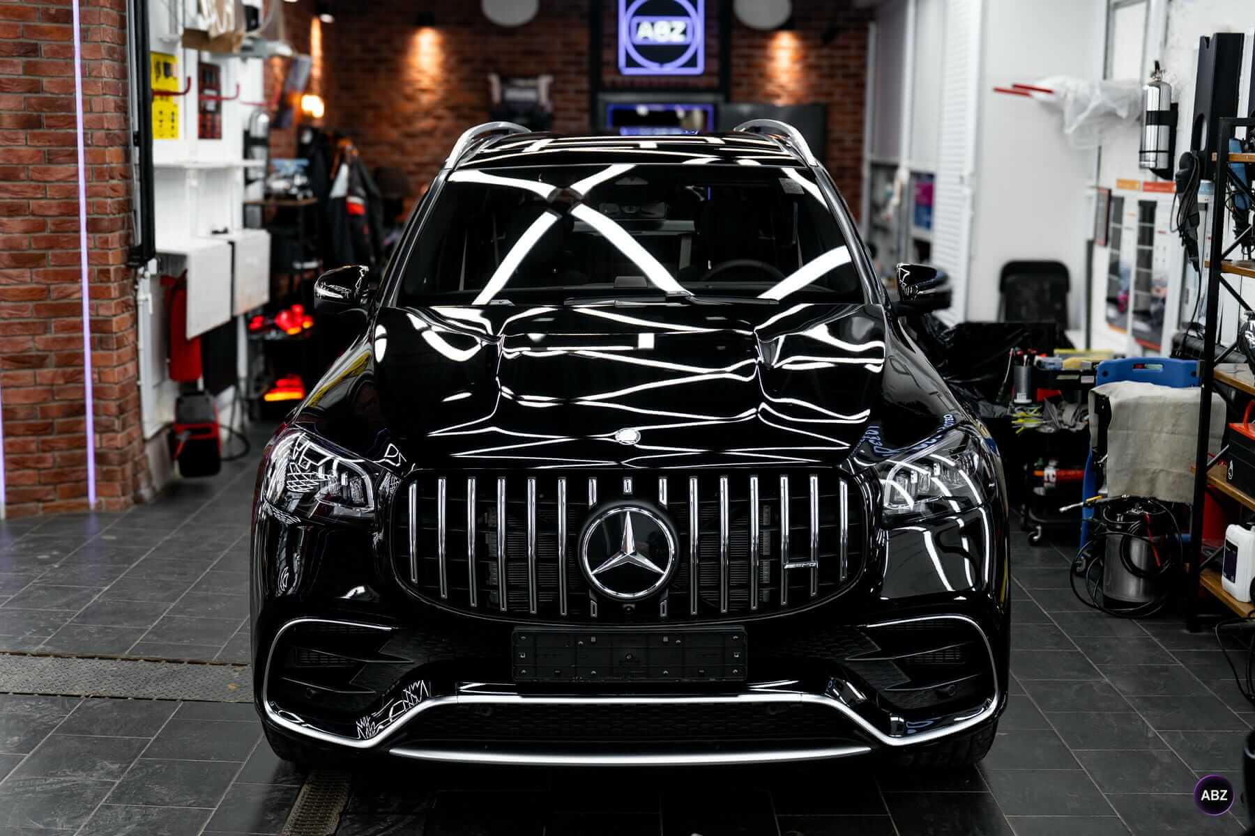Оклейка авто цветной полиуретановой пленкой: Mercedes-Benz GLS в Super Purple 7 Фото Оклейка авто цветной полиуретановой пленкой: Mercedes-Benz GLS в Super Purple
